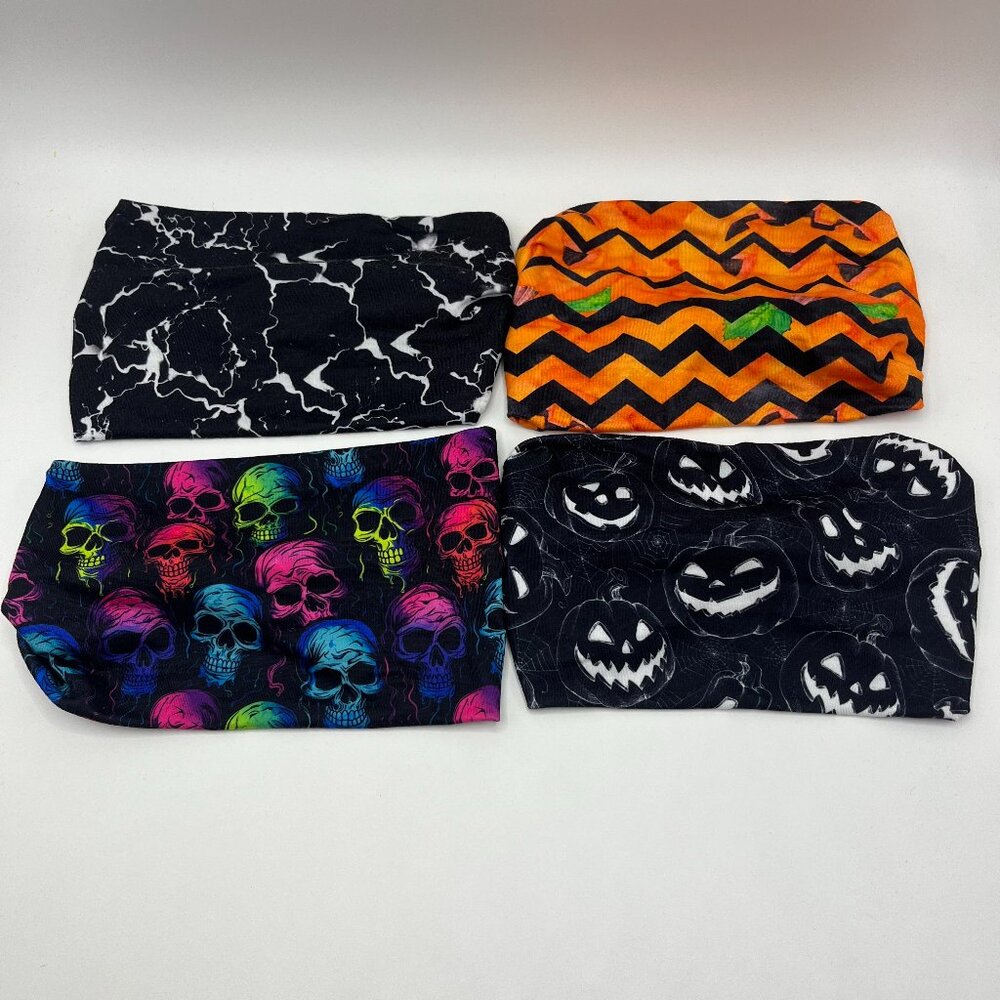 4 Pcs Halloween Headband, Skull Print Headband, Wide Sports Yoga Headscarf - Picture 1 of 11